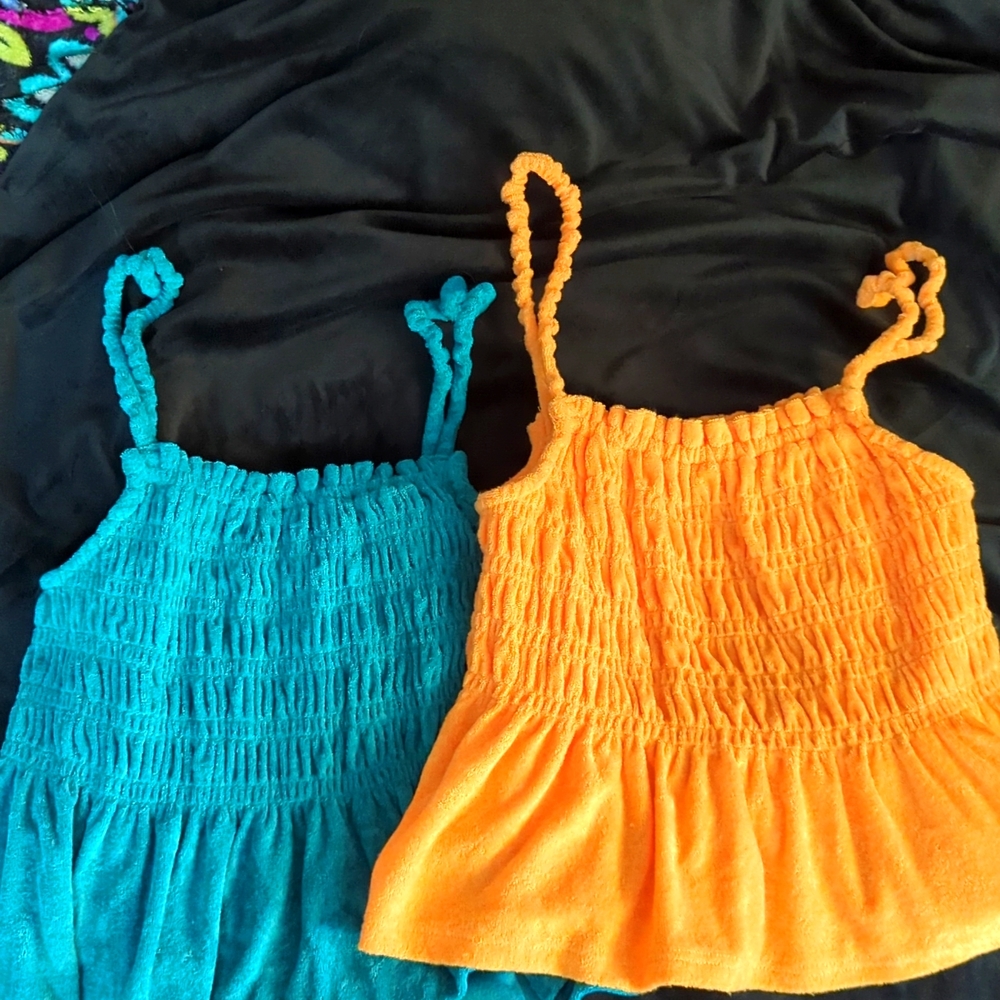 2 plume Terry strappy tops